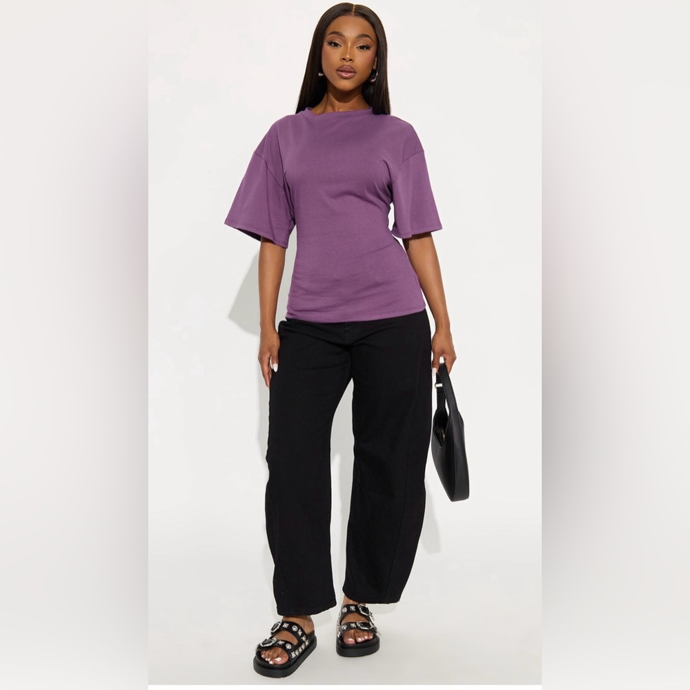 FASHION NOVA Cinched Waist Plum T- Shirt Size XL NWT